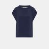 Clothing Momoni | Curacao Blouse In Plain Acetate Silk - Dark Blue