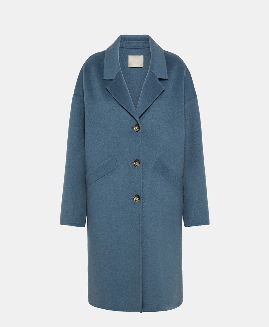 Clothing Momoni | Ernest Coat In Doubleface Wool Blend - Light Blue