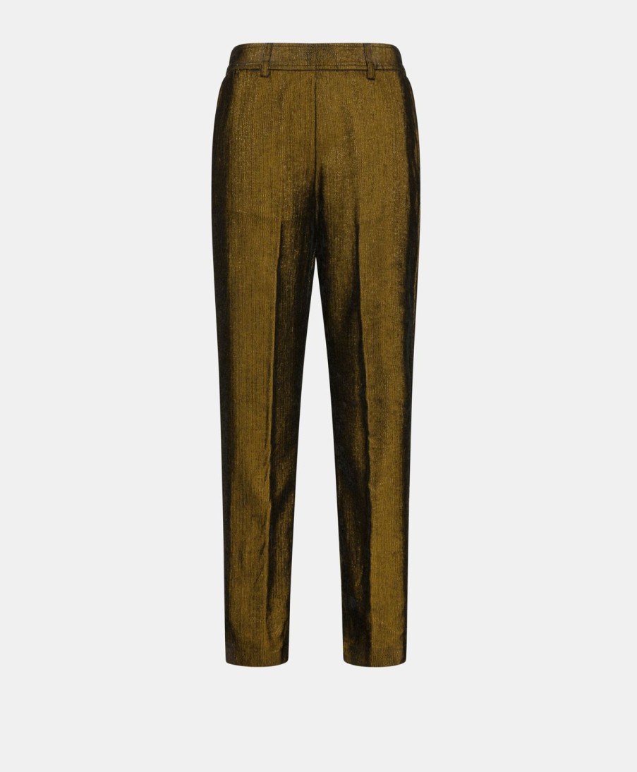 Clothing Momoni | Vischio Pant In Fluid Lurex Needlecord - Black/Gold