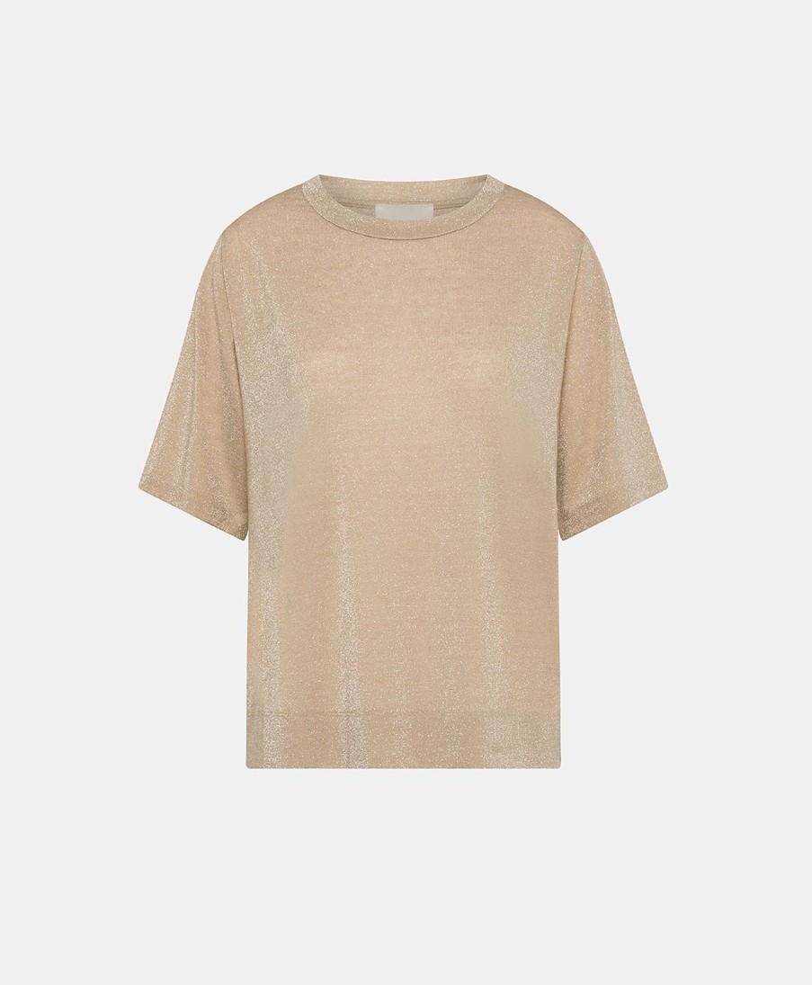 Clothing Momoni | Iora Tshirt In Lurex Jersey - Beige