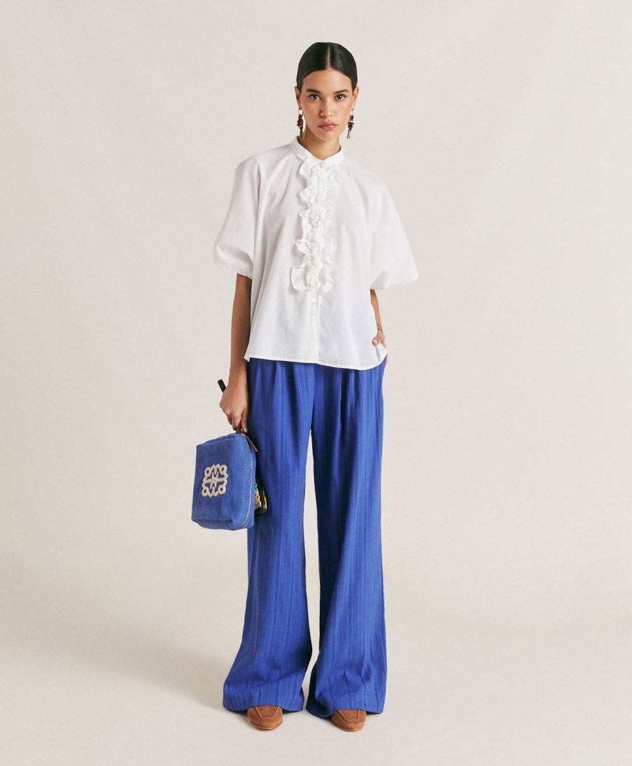 Clothing Momoni | Lanzarote Pant In Gauze - Blue