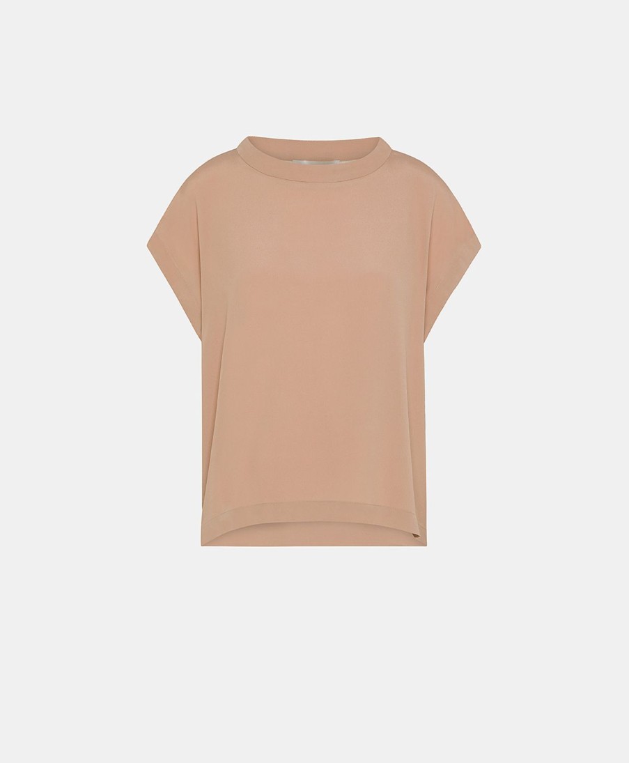 Clothing Momoni | Curacao Blouse In Plain Acetate Silk - Nude