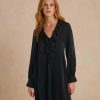 Clothing Momoni | Rene' Dress In Solid Colour Satin Crepe - Black