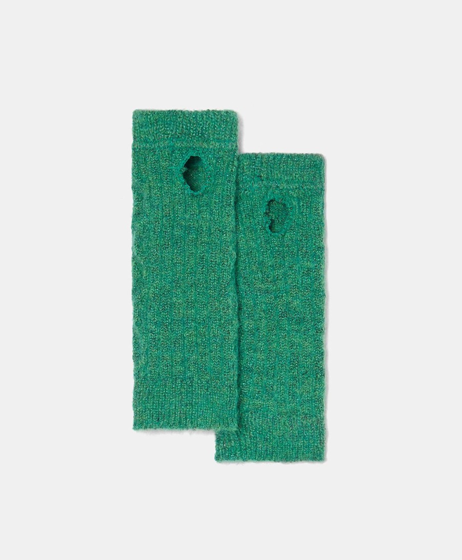 Shoes And Accessories Momoni | Augustine Gloves In Mohair - Emerald Green