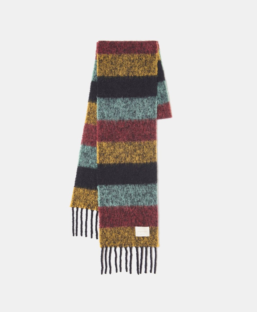 Shoes And Accessories Momoni | Benjamin Scarf In Striped Alpaca - Multicolor Burnt