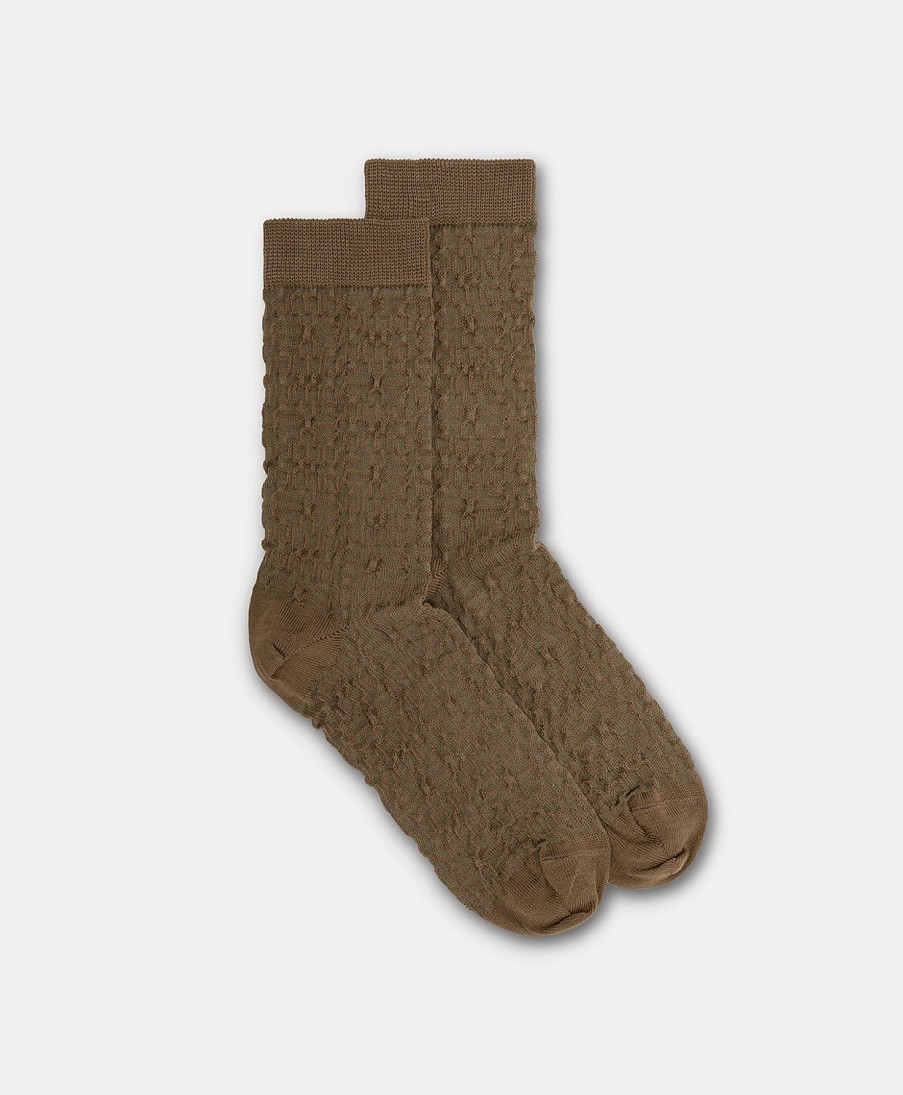 Shoes And Accessories Momoni | Sal Socks With Jacquard Logo - Taupe