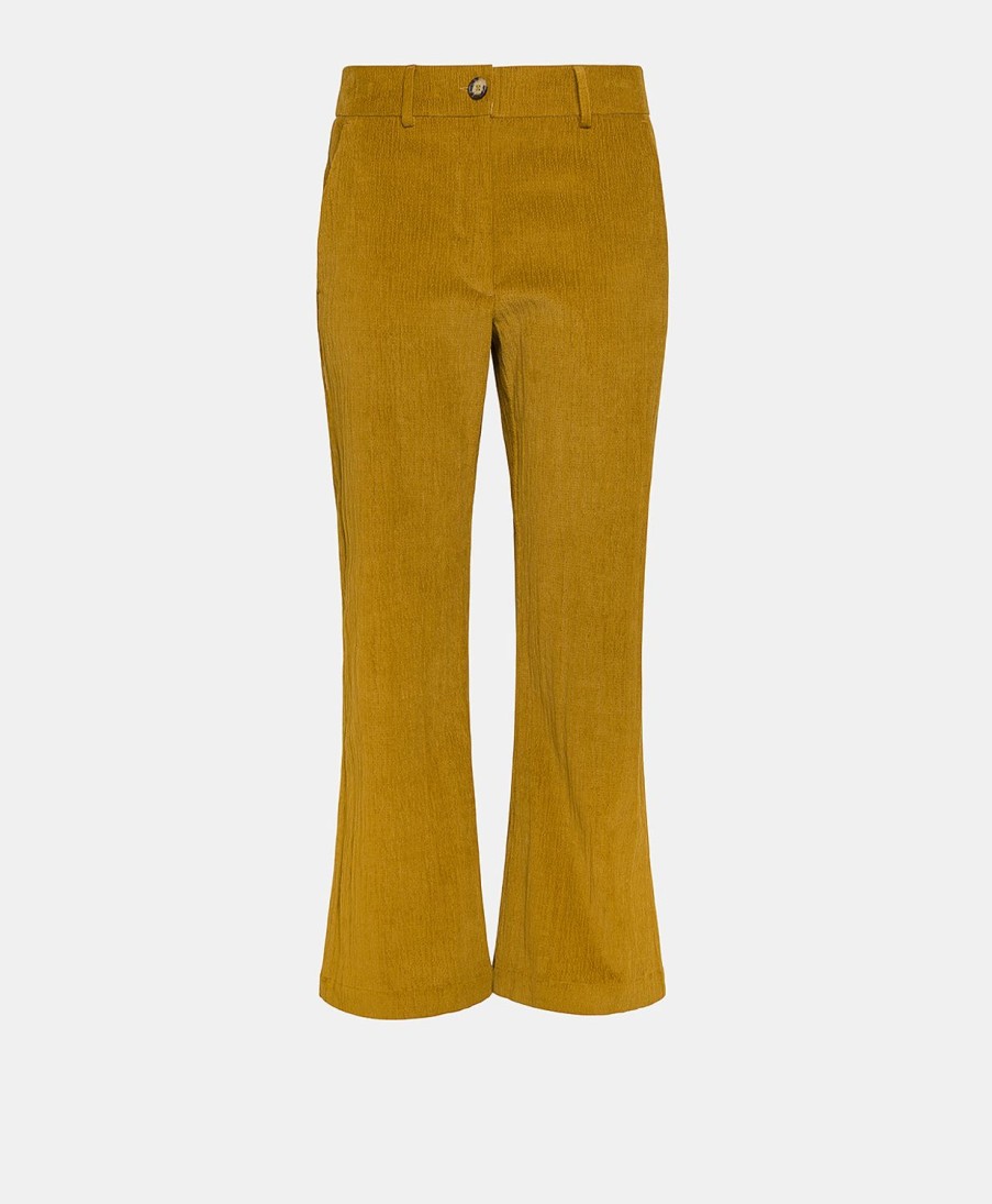 Clothing Momoni | Indra Pant In Stretch Ribbed Co/Mo - Cigar Brown