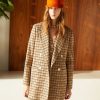 Clothing Momoni | Brugo Jacket In Check Wool Gabardine - Beige/Brown/Yellow