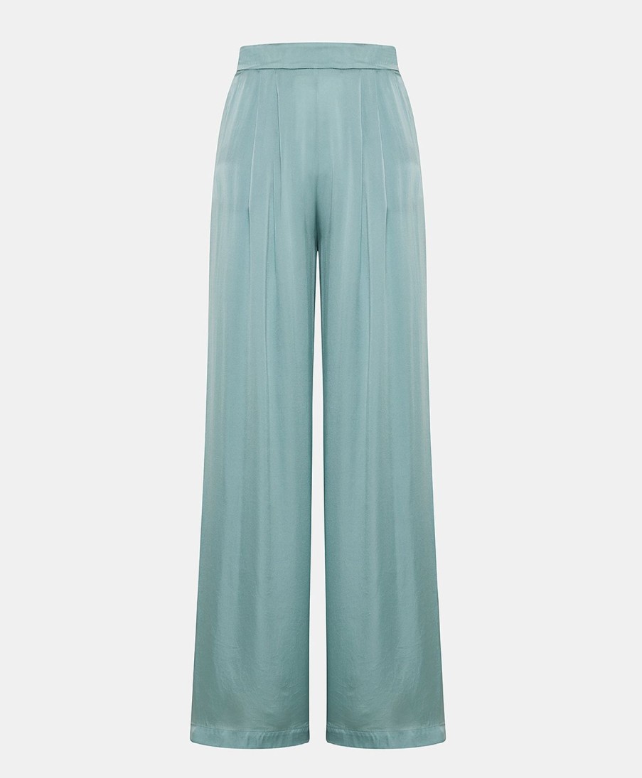 Clothing Momoni | Patrice Bis Pant In Plain Silk - Cerulean