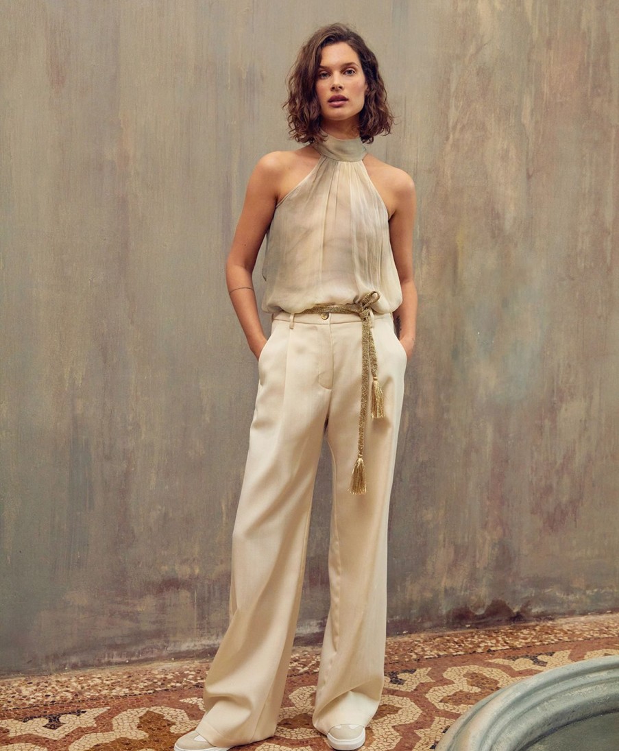 Clothing Momoni | Austin Pant In Elegant Viscose Wool - Cream