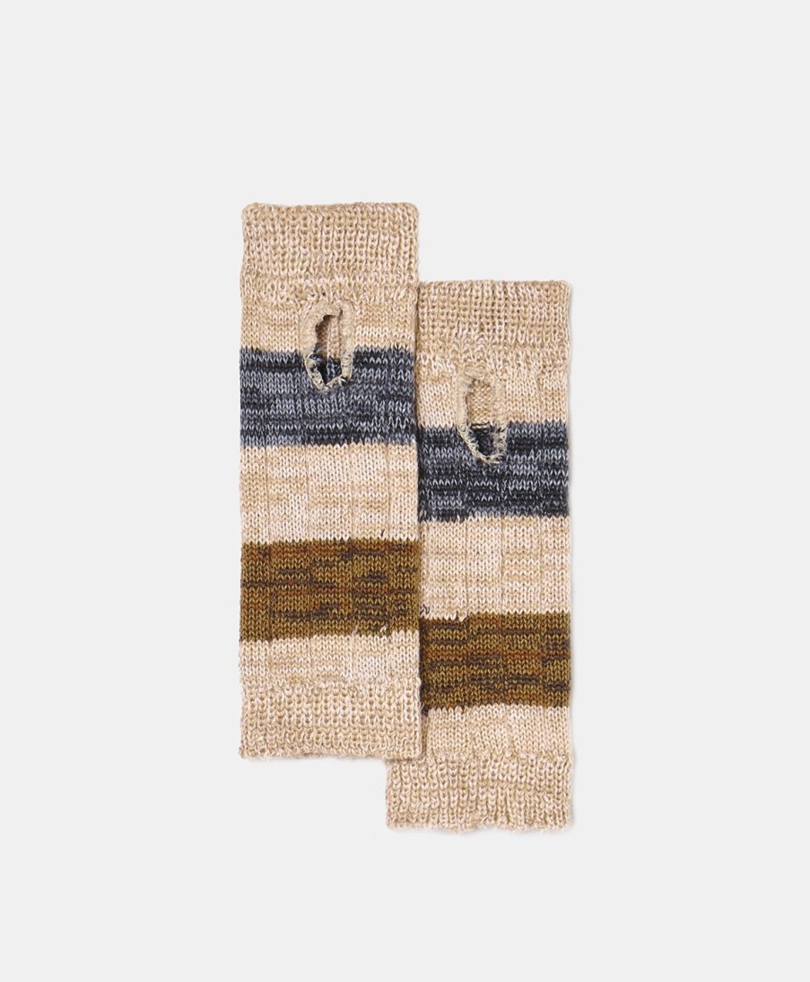 Shoes And Accessories Momoni | Augustine Gloves In Fancy Yarn - Multicolor Beige