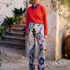 Clothing Momoni | Austin Pant In Printed Viscose Twill - Multicolor Dusty