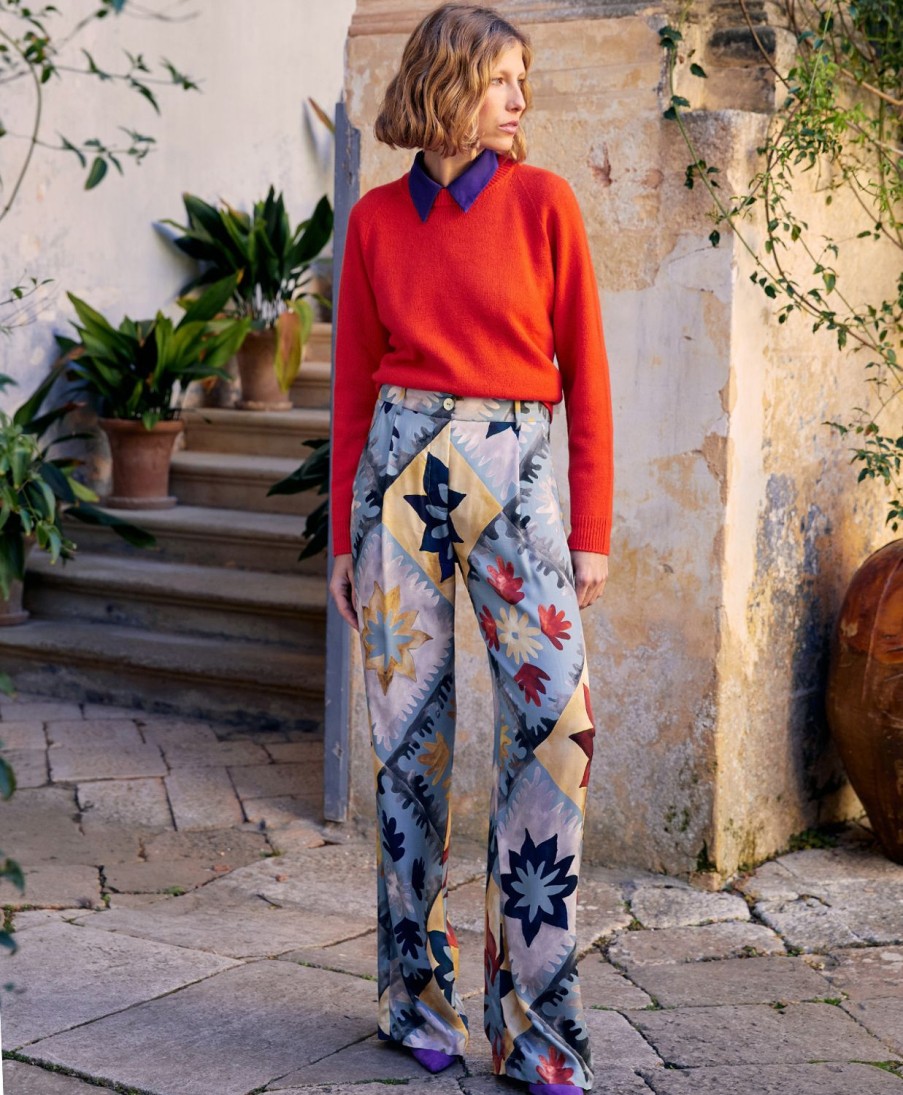 Clothing Momoni | Austin Pant In Printed Viscose Twill - Multicolor Dusty