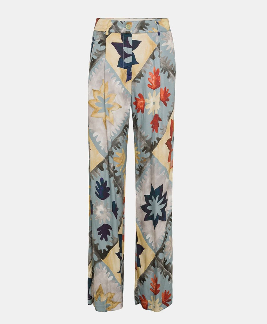 Clothing Momoni | Austin Pant In Printed Viscose Twill - Multicolor Dusty