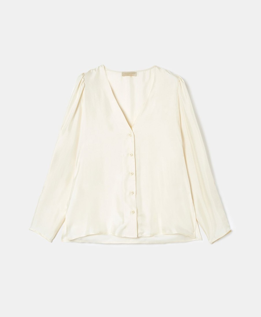 Clothing Momoni | Laburno Shirt In Silk Twill - Cream