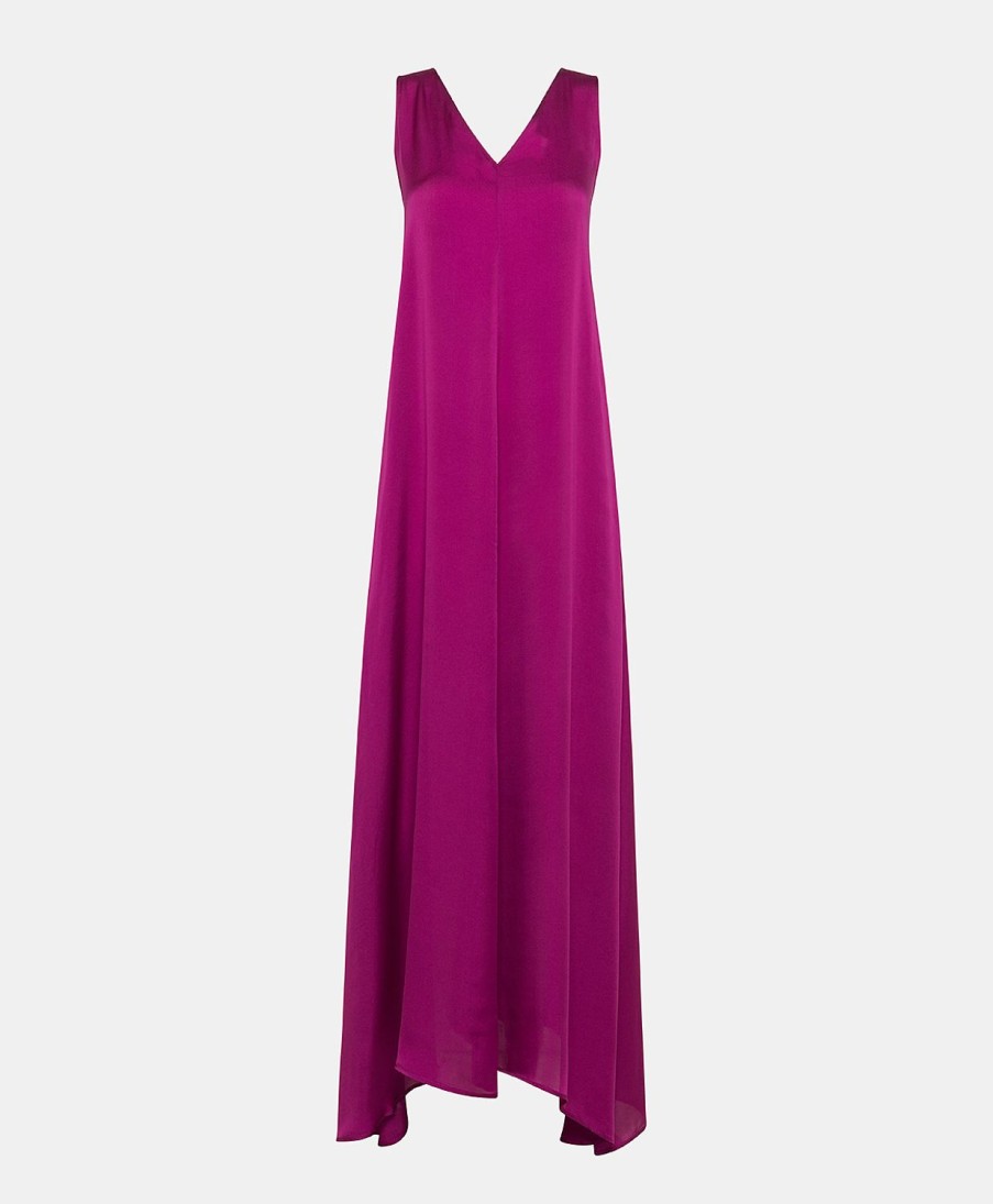 Clothing Momoni | Helena Dress In Plain Silk - Cyclamen