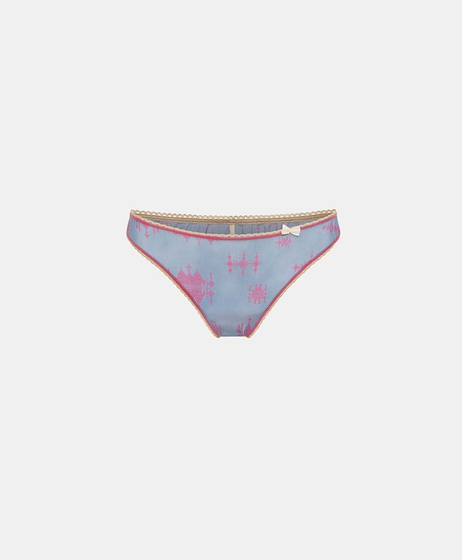 Underwear Momoni | Arca Slip In Printed Nylon - Cornflower Blue/Fuchsia