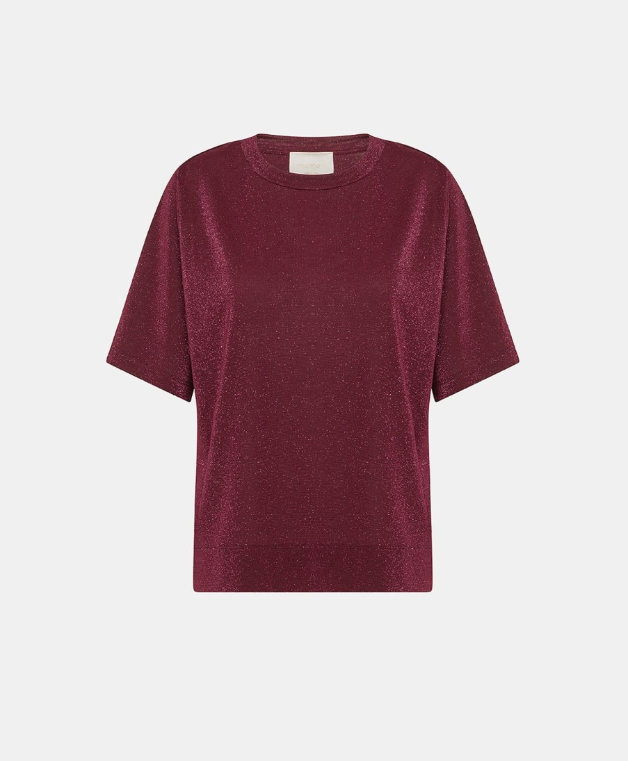 Clothing Momoni | Iora Tshirt In Lurex Jersey - Wine Red