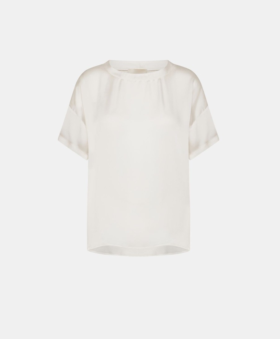 Clothing Momoni | Alonso Blouse In Plain Silk - Cream