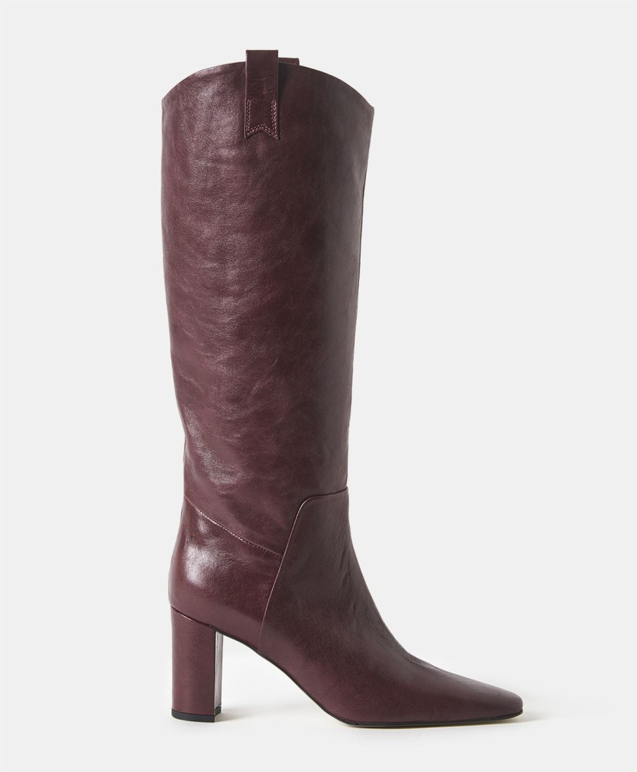 Shoes And Accessories Momoni | Falco Boots In Glace Leather - Chianti Red