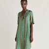 Clothing Momoni | Sarraina Dress In Silk Twill - Green/Multicolor