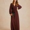 Clothing Momoni | Artemisia Dress In Solid Colour Acetate Silk - Wine Red