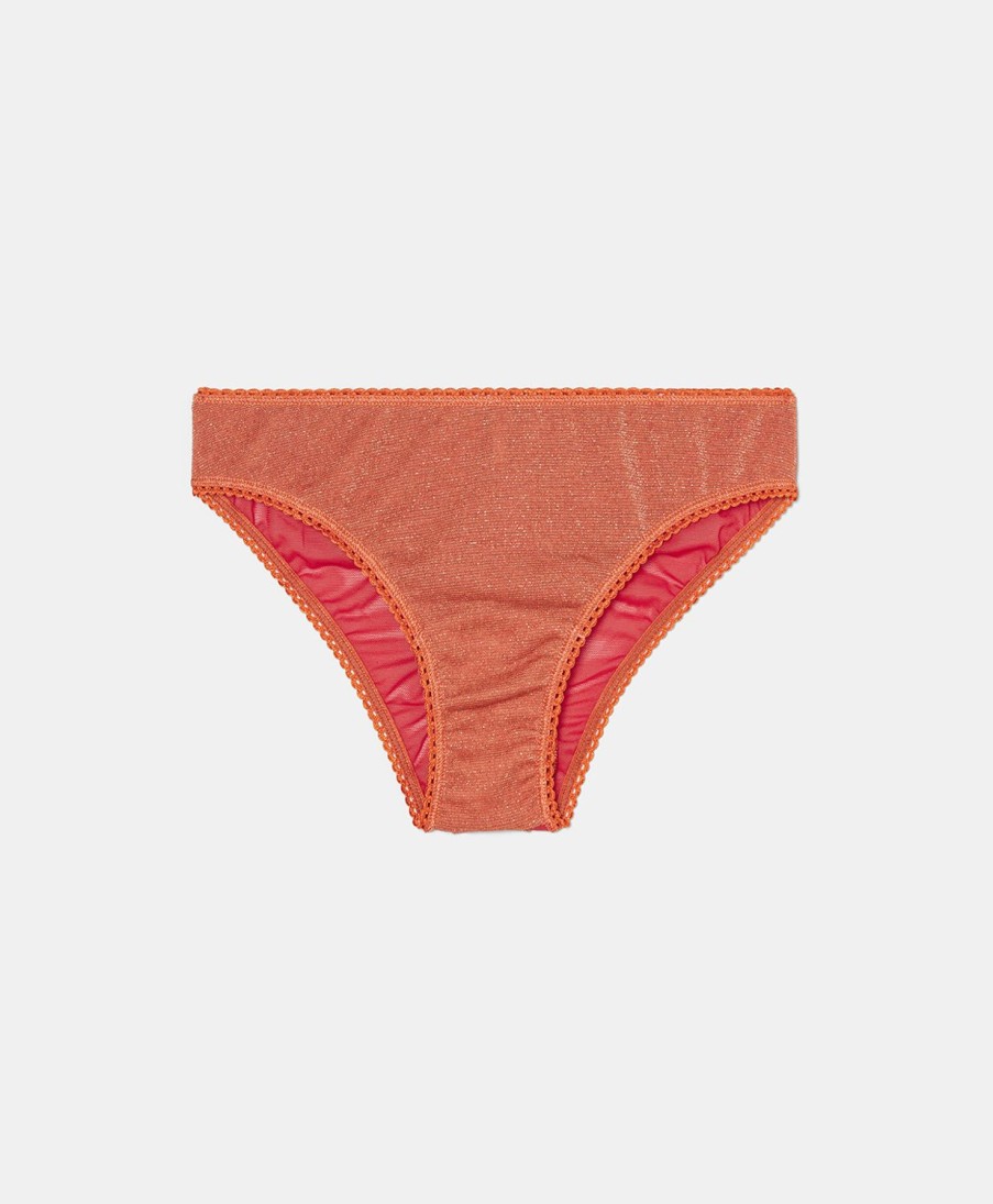 Underwear Momoni | Robin Slip In Tulle & Lurex - Caramel