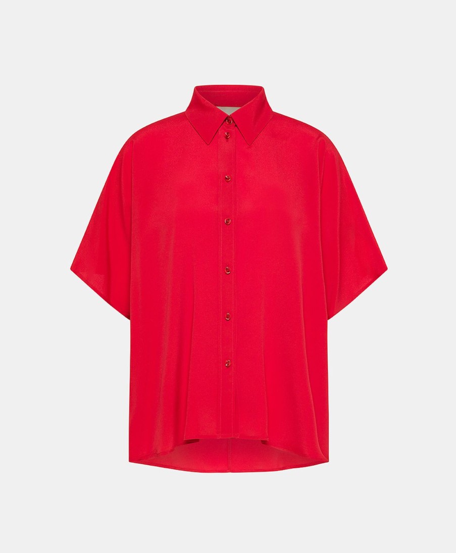 Clothing Momoni | Brooklyn Shirt In Plain Acetate Silk - Azalea