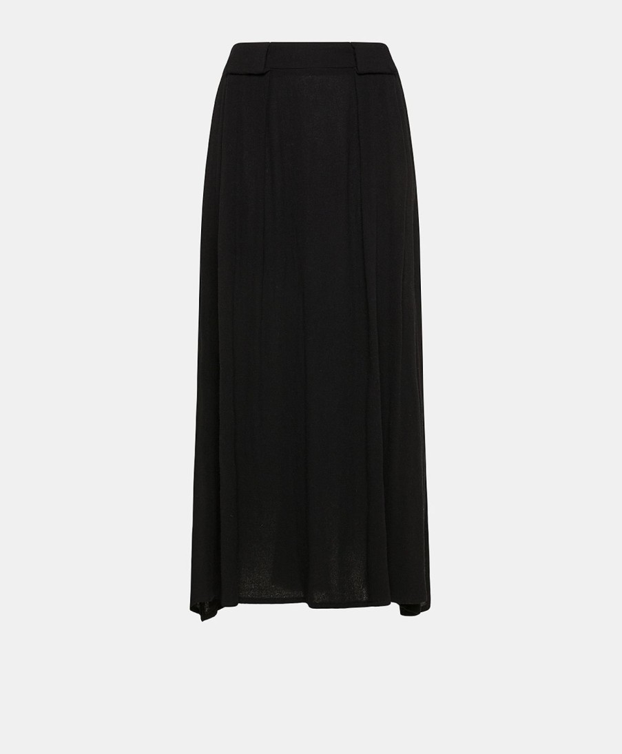 Clothing Momoni | Gaspard Skirt In Double Wool Viscose Gauze - Black