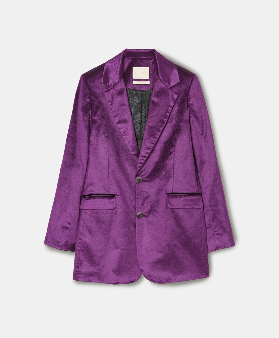 Clothing Momoni | Notte Jacket In Shiny Needlecord - Purple