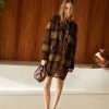 Clothing Momoni | Pomerania Coat In Check Boucle Wool - Ochre