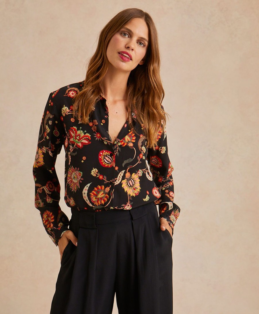 Clothing Momoni | Meudon Shirt In Printed Crepe De Chine - Multicolor Black