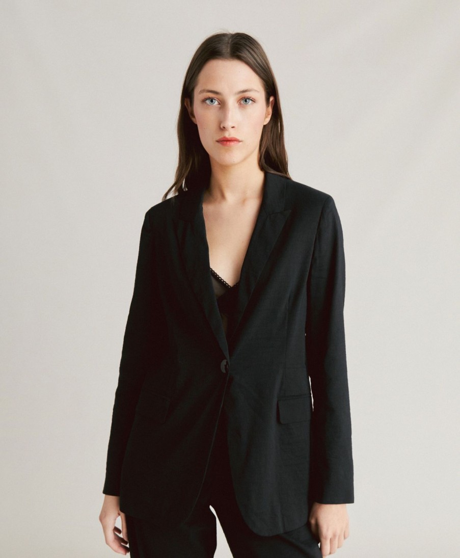 Clothing Momoni | Lunel Jacket In Cotton Linen - Black