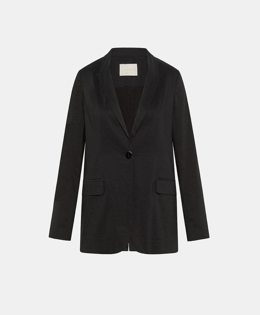 Clothing Momoni | Lunel Jacket In Cotton Linen - Black