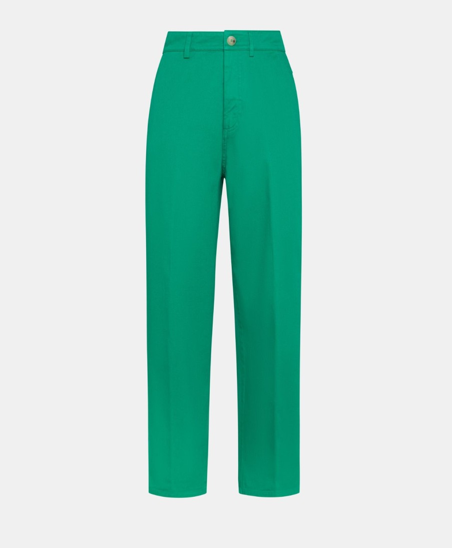 Clothing Momoni | Fucsia Bis Pant In Gabardine - Emerald Green