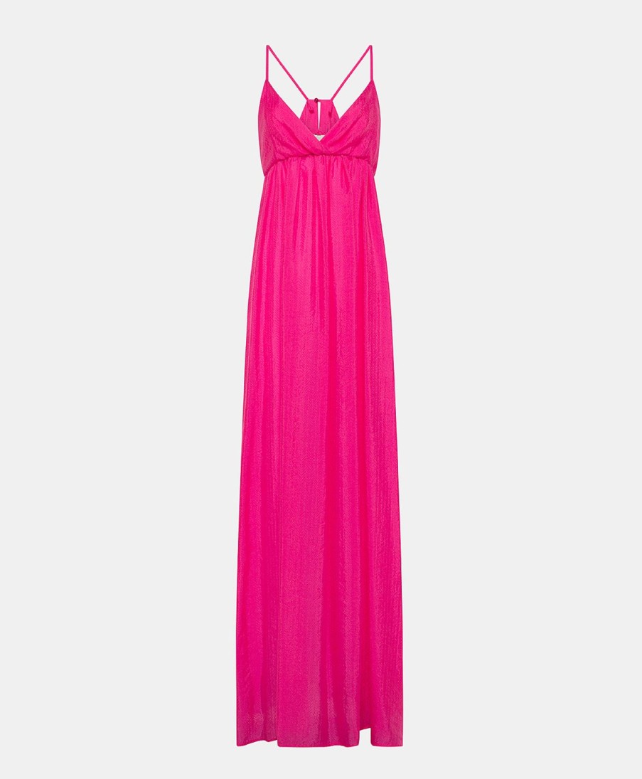 Clothing Momoni | Marisol Dress In Jacquard Cupro - Fuchsia