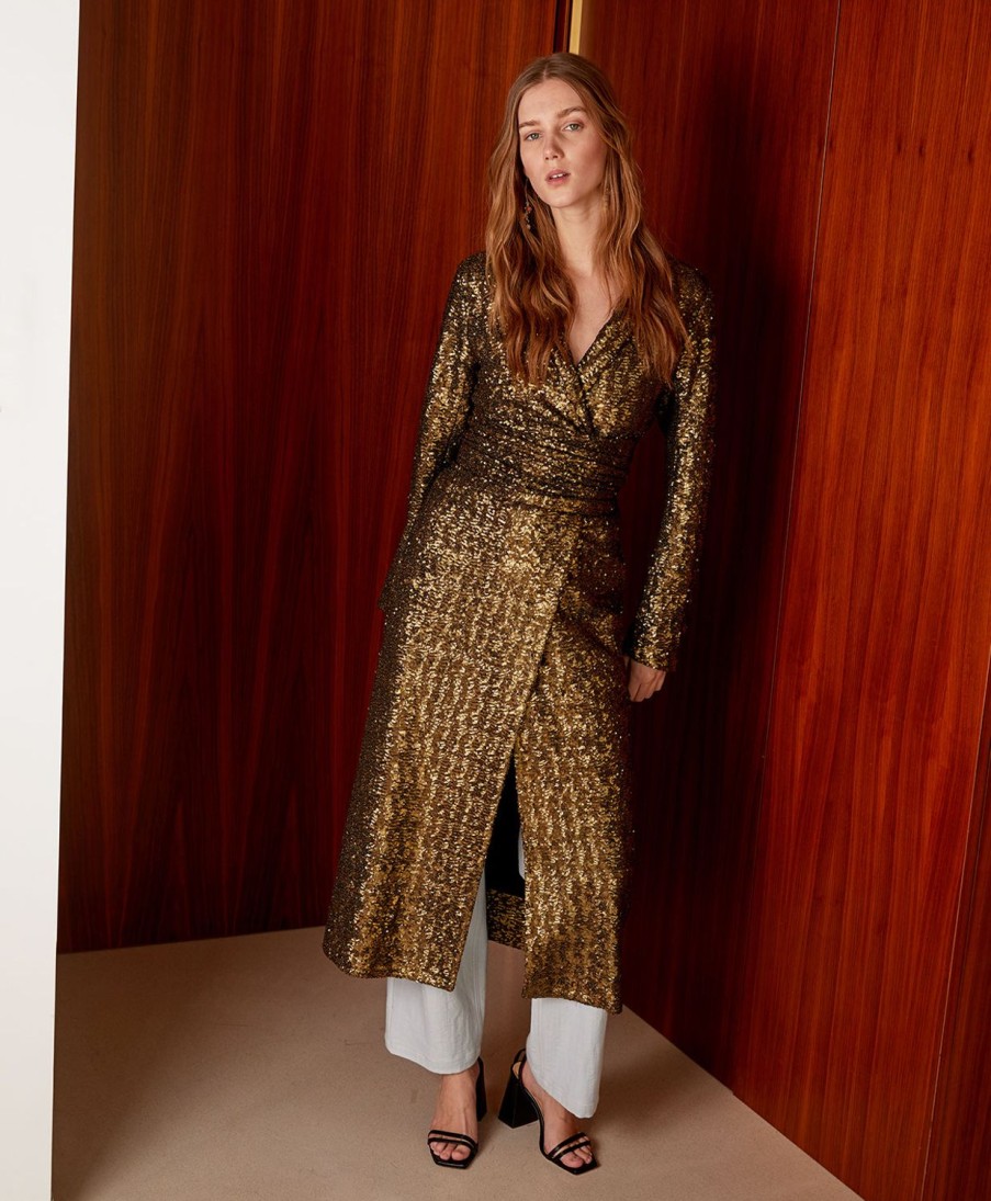 Clothing Momoni | Hebe Duster In Sequined Tulle - Bronze