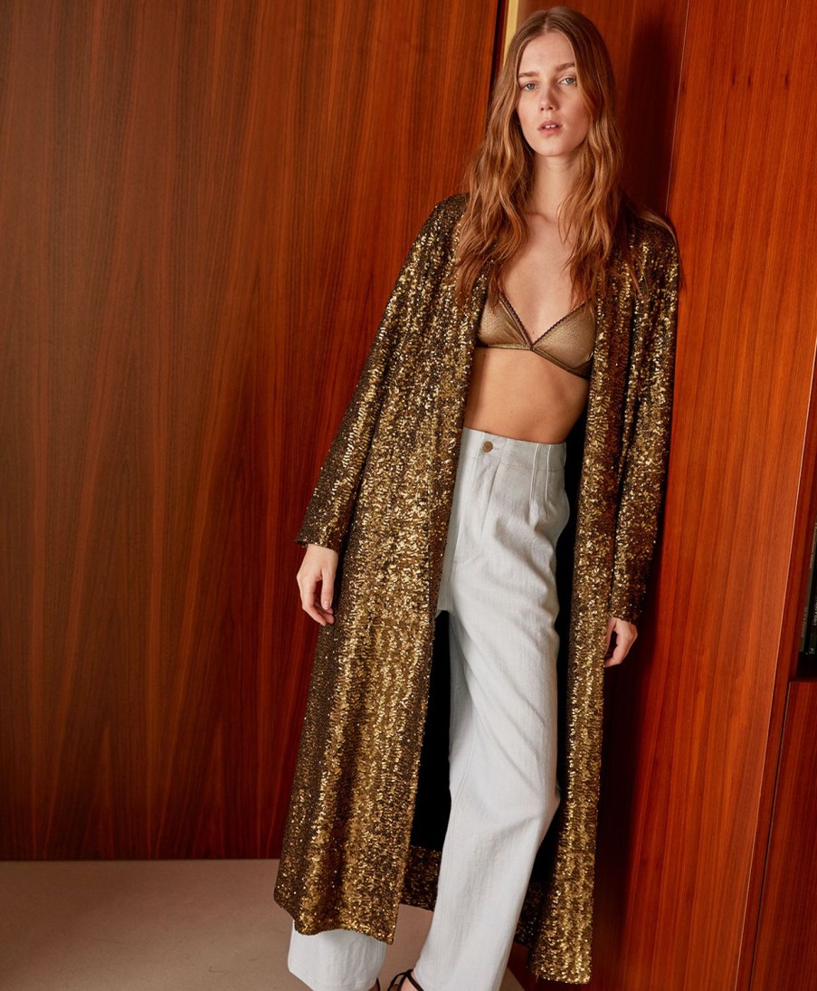 Clothing Momoni | Hebe Duster In Sequined Tulle - Bronze