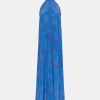 Clothing Momoni | Sabina Dress In Crepe De Chine - Cornflower Blue/Fuchsia