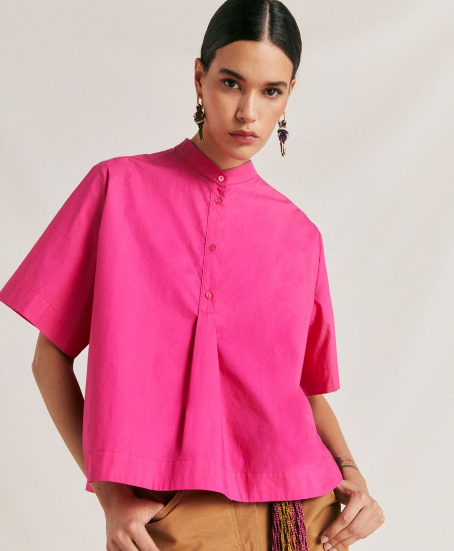 Clothing Momoni | Mialli Blouse In Poplin - Fuchsia