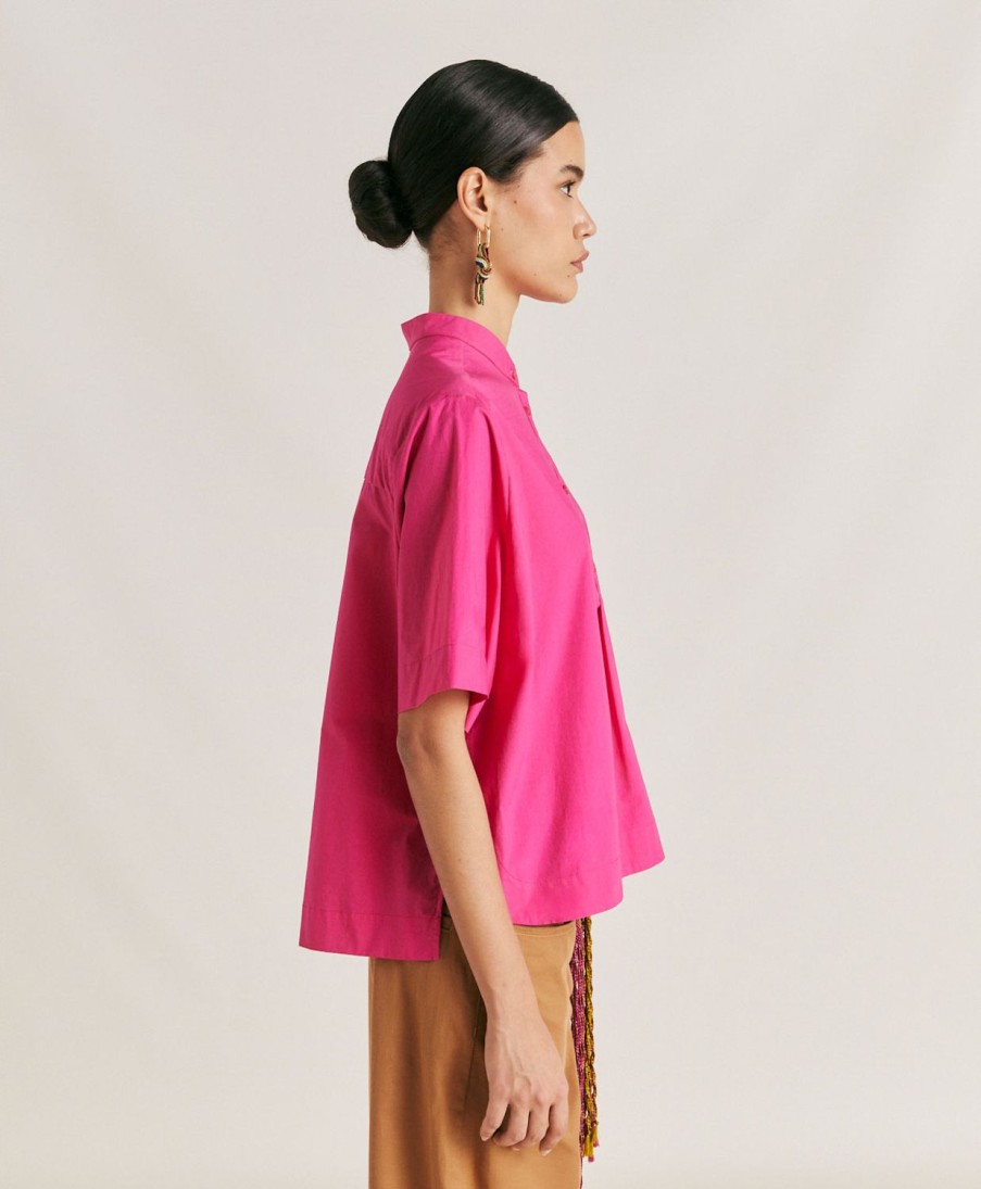 Clothing Momoni | Mialli Blouse In Poplin - Fuchsia