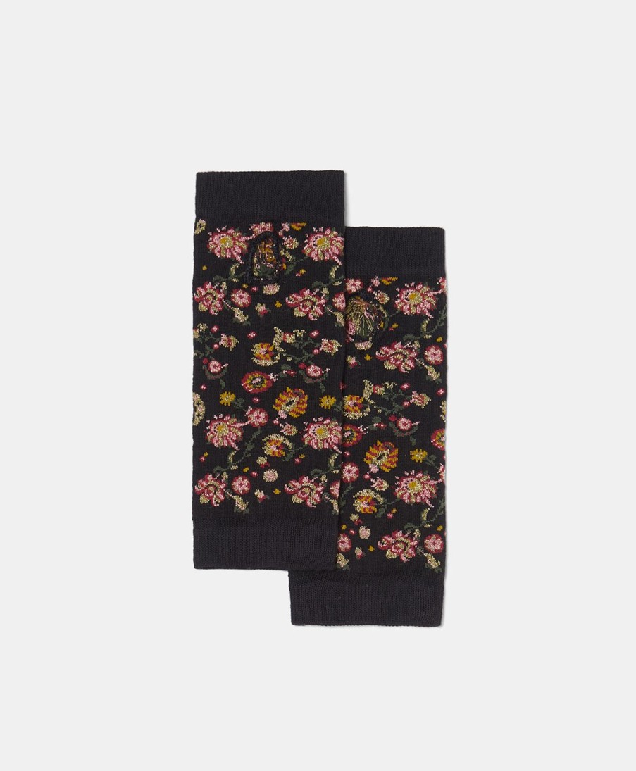 Shoes And Accessories Momoni | Augustine Gloves In Jacquard - Black/Pink