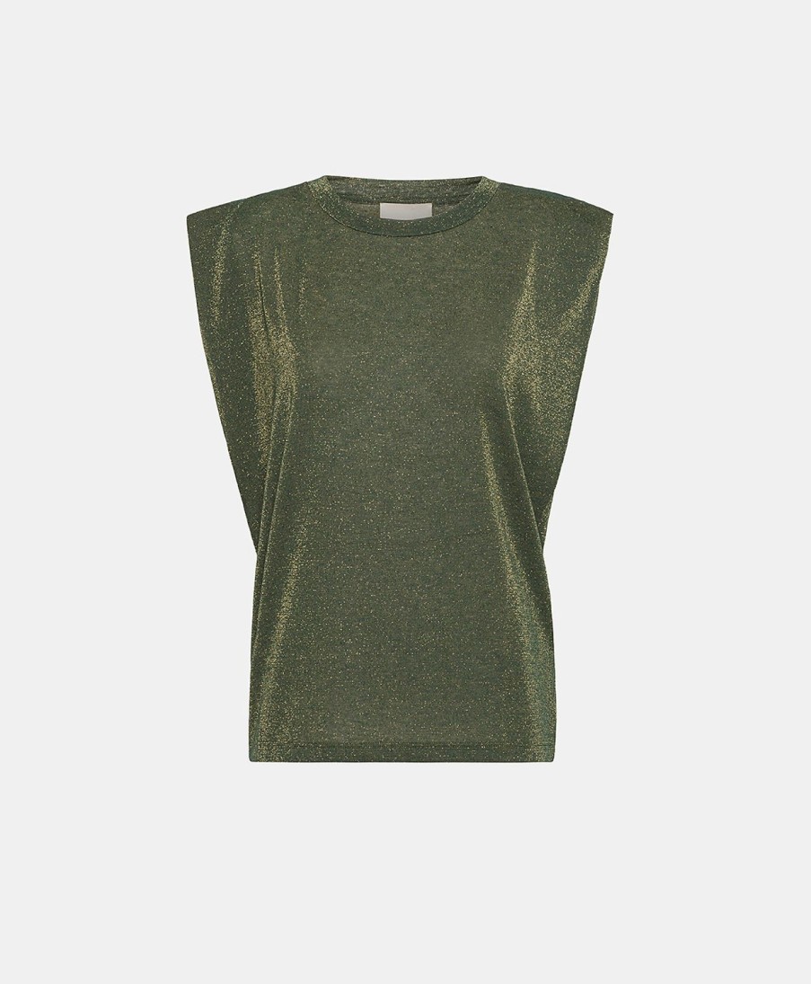 Clothing Momoni | Enna Top In Lurex Jersey - Forest Green