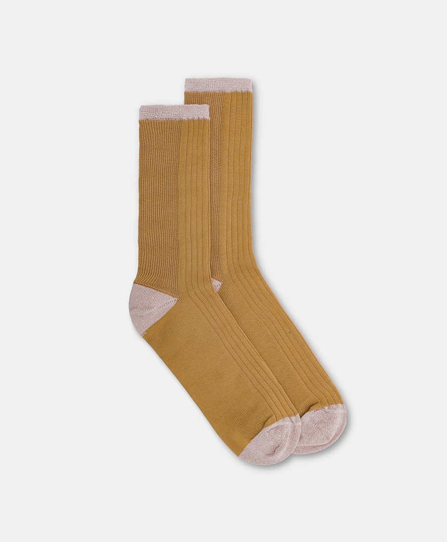 Shoes And Accessories Momoni | Flamenco Socks Vanise Ribbed Socks - Tobacco