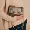 Shoes And Accessories Momoni | Mimi Flore Bag In Laminated Leather - Gunmetal Gray