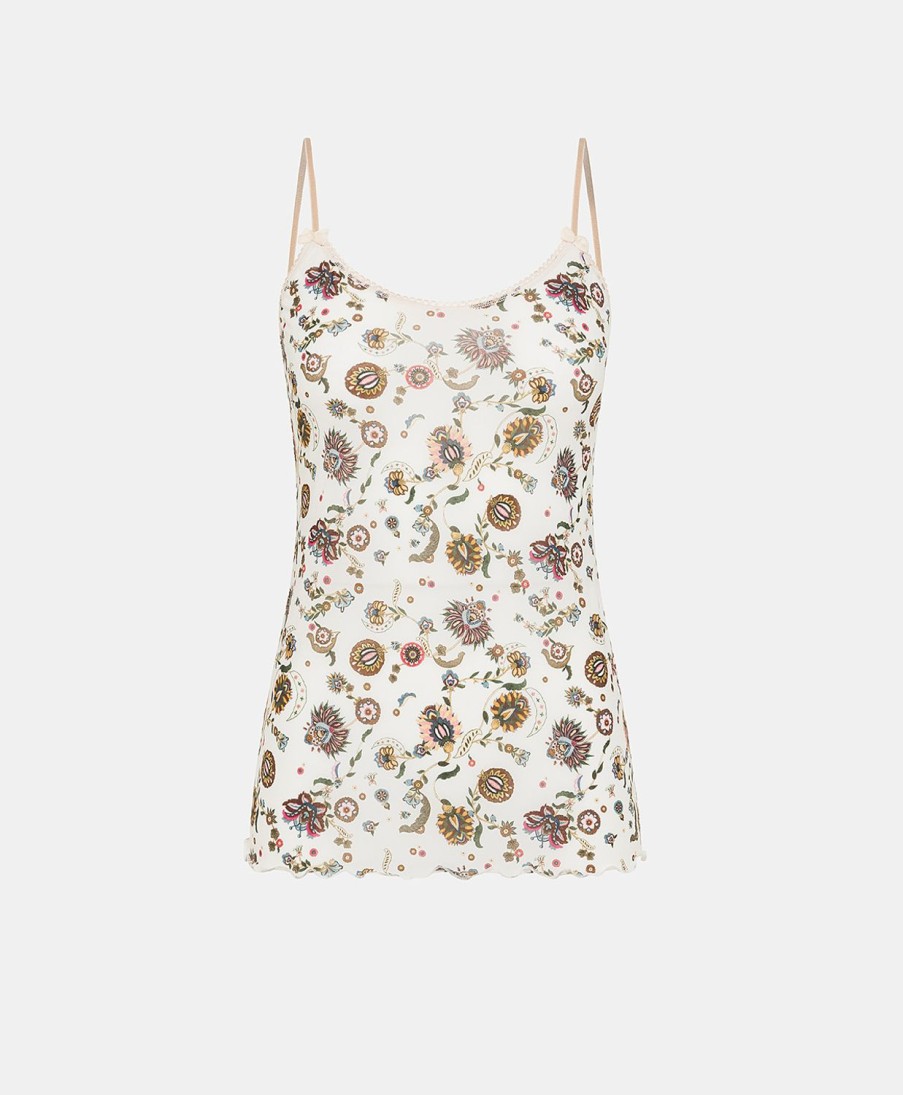 Underwear Momoni | Airelle Top In Printed Nylon - Cream/Multicolor Pink