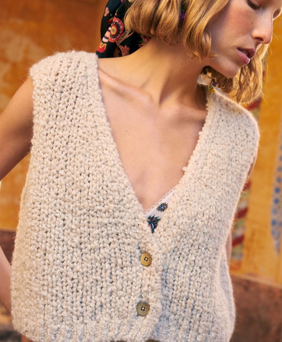 Clothing Momoni | Gilet Ghislain In Eco Friendly Boucle - Cream