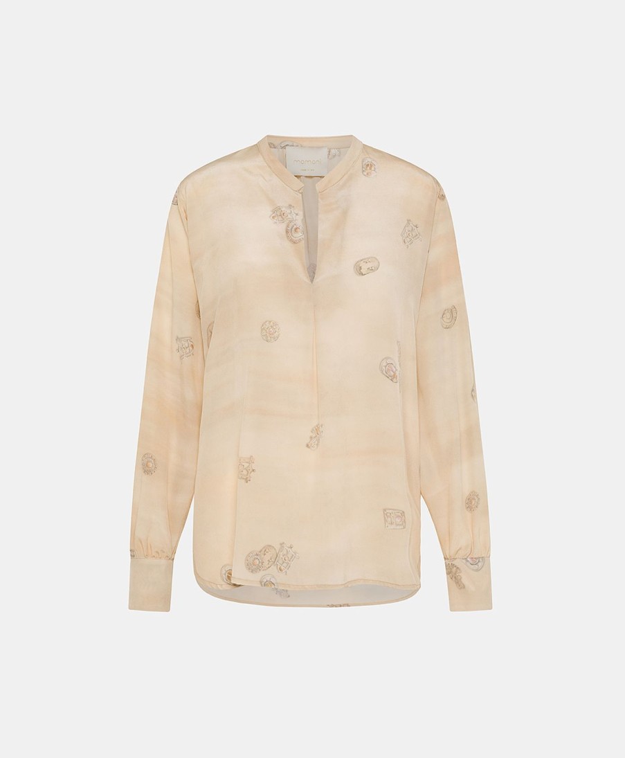 Clothing Momoni | Alisha Blouse In Crepe De Chine - Multicolor Beige