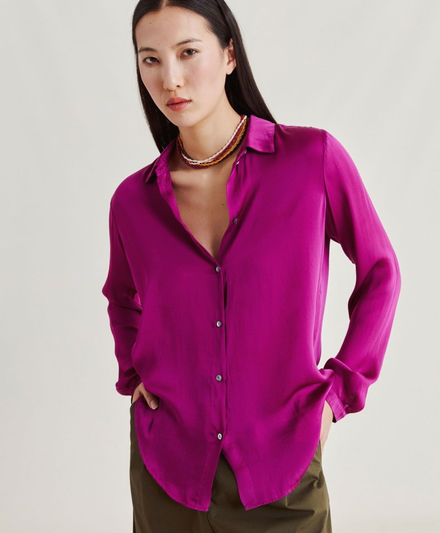 Clothing Momoni | Meudon Shirt In Plain Silk - Cyclamen