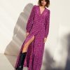 Clothing Momoni | Alaterno Dress In Printed Silk Crepe De Chine - Purple/Pink